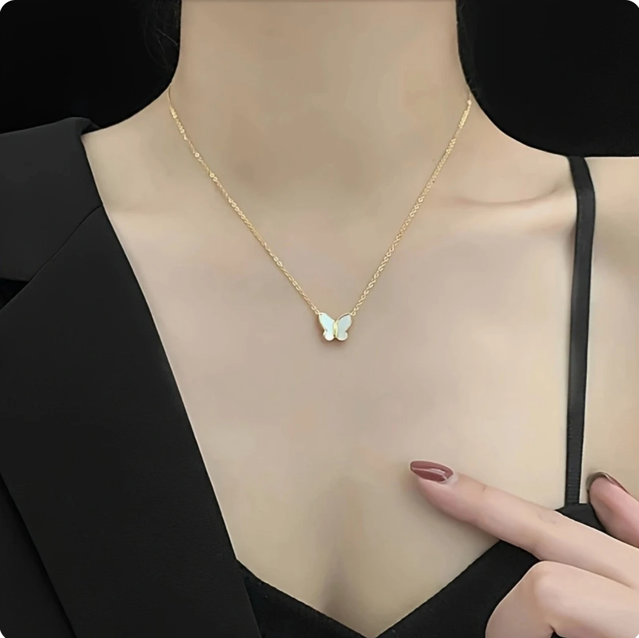 Title 6, Pendentif papillon pour femme Chaîne de clavicu...