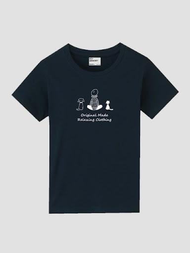 犬と猫のイラストTシャツ-ネイビー ｜鎌倉ブランド｜KEY MEMORY