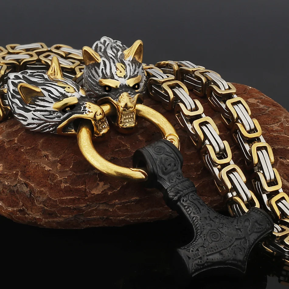 RVS Viking Wolf Head Quake heren hanger ketting, duurzaam en stijlvol, perfect cadeau voor mannen die van Vikings houden