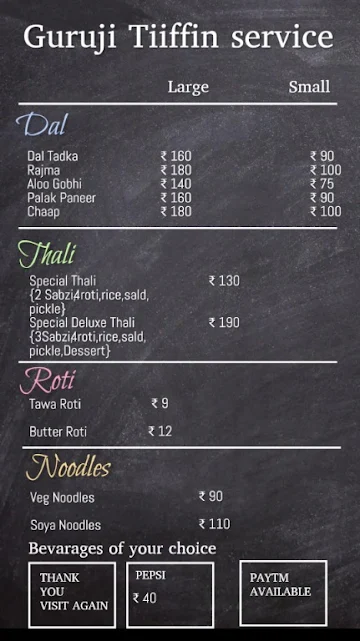 Guruji Tiffin Service menu 