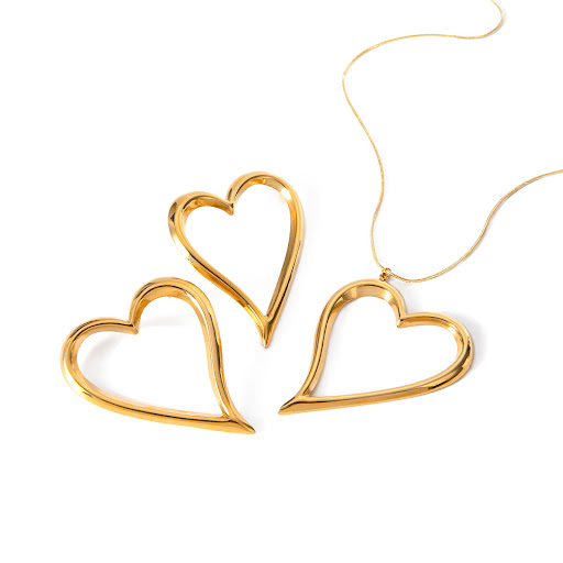 Title 4, Stainless steel 18K gold plated twisted heart l...