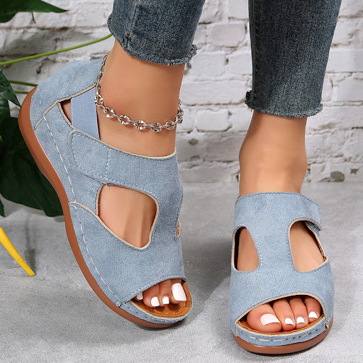 Title 7, Womens Casual Summer Sandals Low Heels Velcro ...