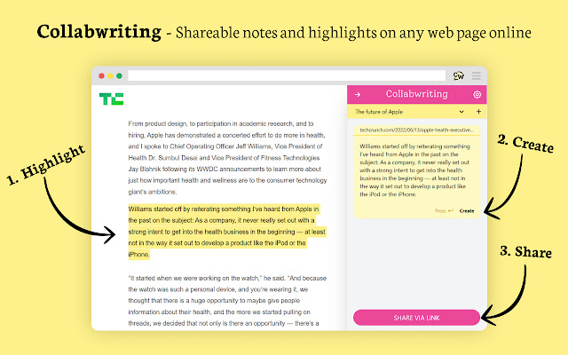 Collabwriting - Shareable Notes on Web Pages chrome extension