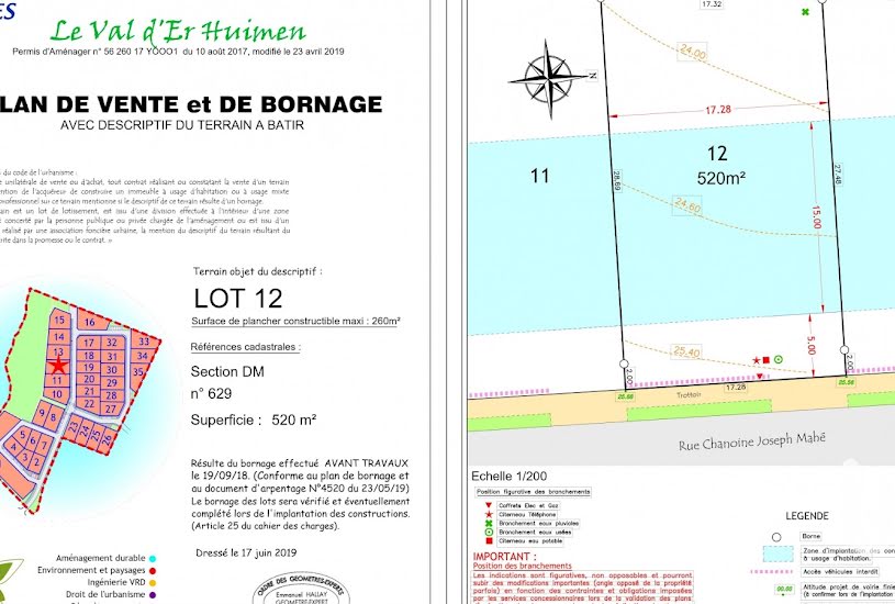  Vente Terrain à bâtir - 520m² à Vannes (56000) 