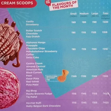 Havmor Ice Cream menu 