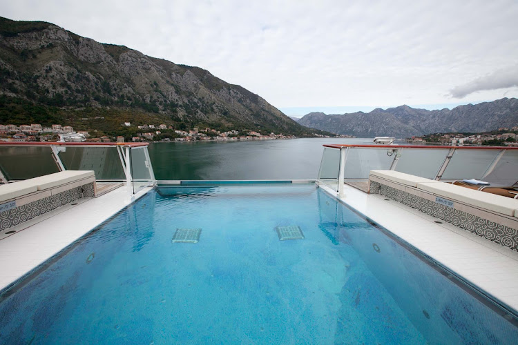 The infinity pool on Viking Star looks out over Dubrovnik, Croatia. 