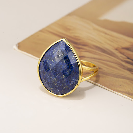 Title 19, Crystal Stone Drop-shaped Cut Adjustable Ring, ...