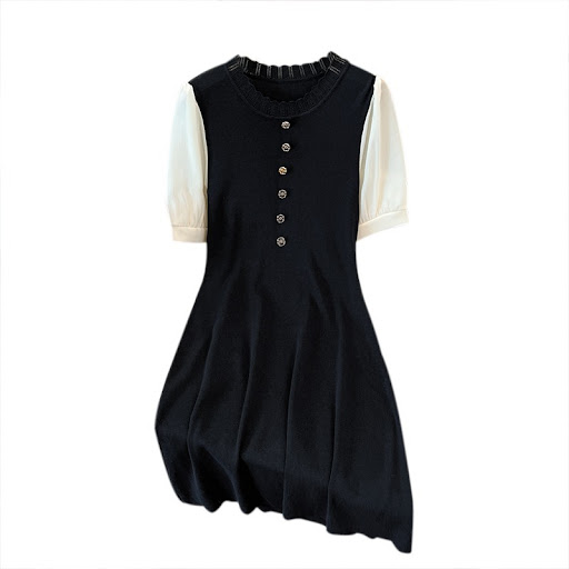 Title 2, Wooden Ear Collar Spliced Knitted Short Sleeve ...