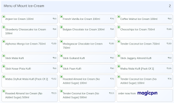 Mount Ice-Cream menu 