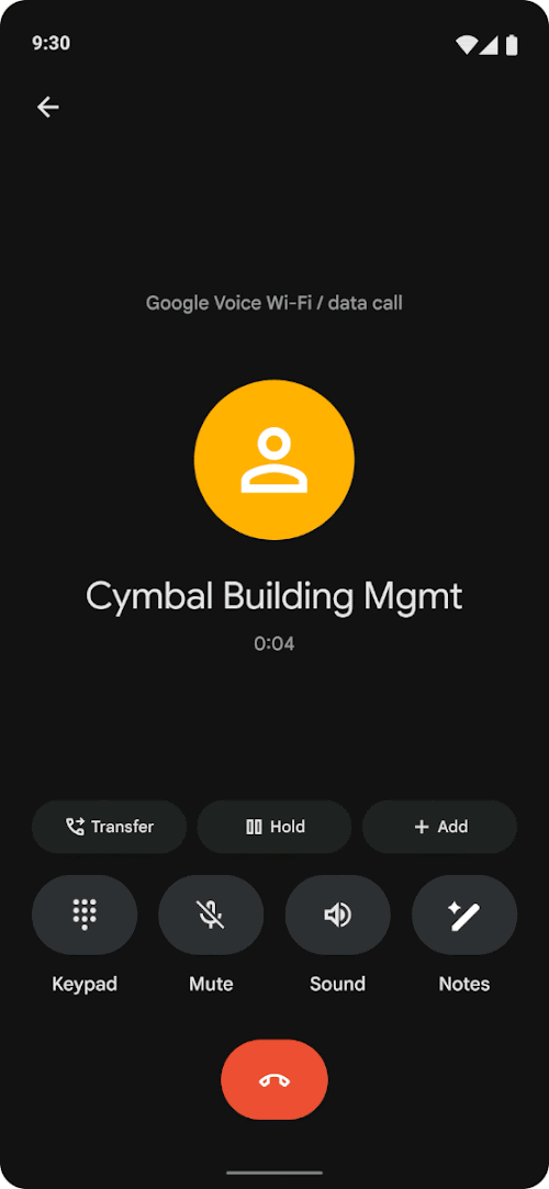 Google Voice call with notes