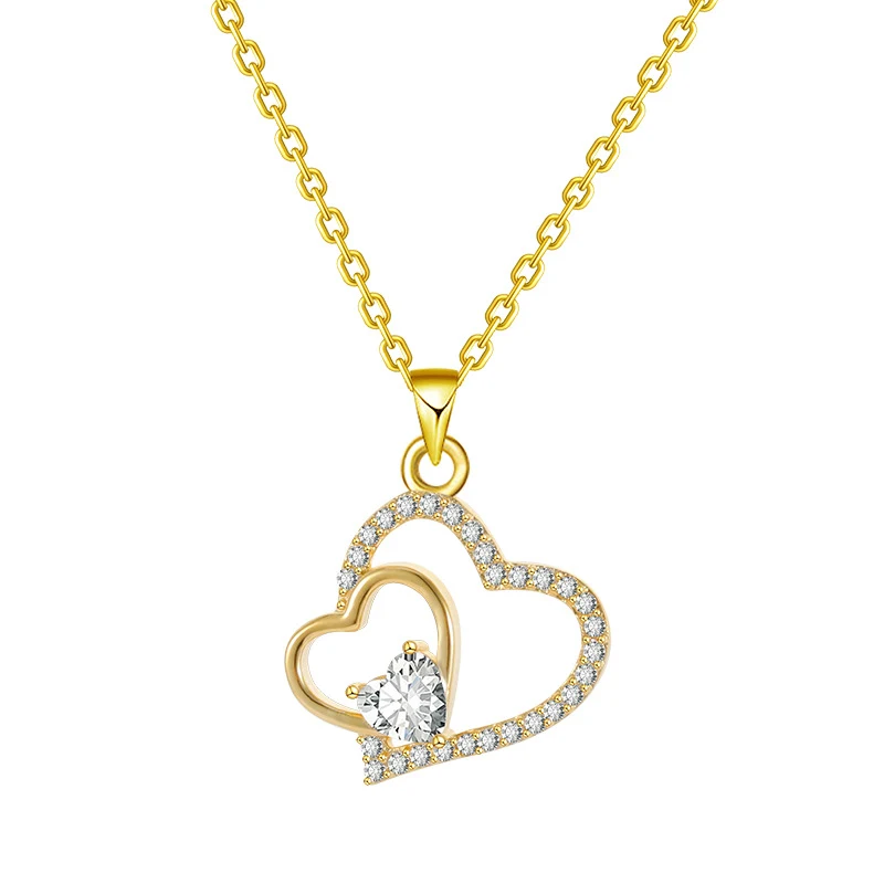 Title 6, S925 Silber Herz Diamant Anhänger Halskette – Z...