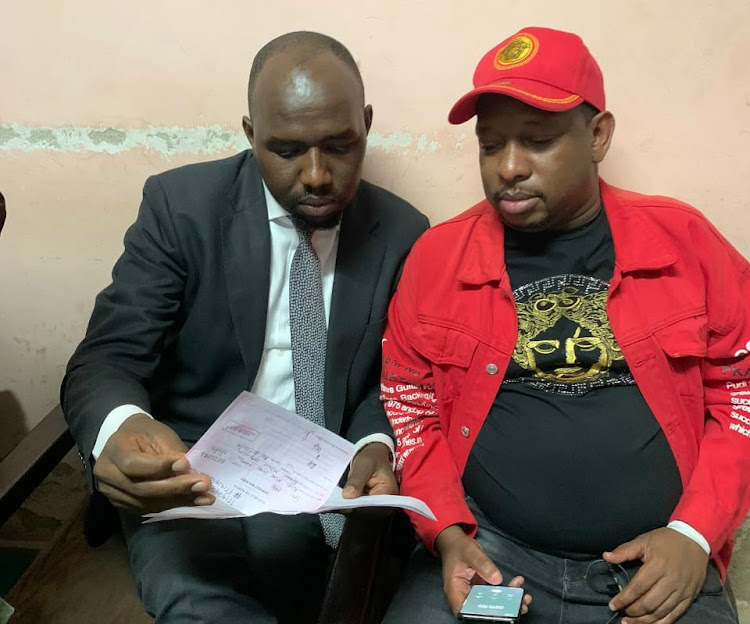 Elgeyo Marakwet Senator Kipchumba Murkomen and Nairobi Governor Mike Sonko after posting bail on December 11, 2019.