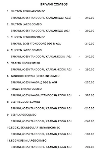 Ja Arcot Biryani Hotel menu 