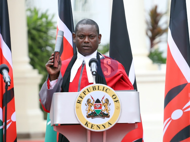 Environment and Land Court judge Evans Makori during swearing in at State House, Nairobi on September 14, 2022