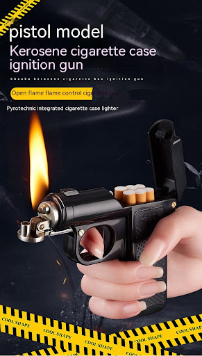 Title 7, Gun-shaped cigarette case lighter. Protect your...