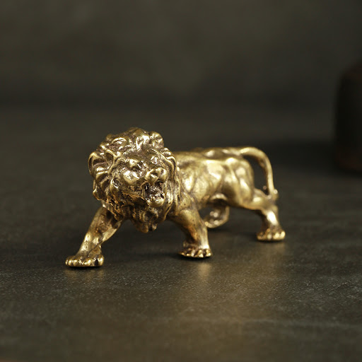 Title 5, Antique Pure Copper Solid Lion Small Pendant De...
