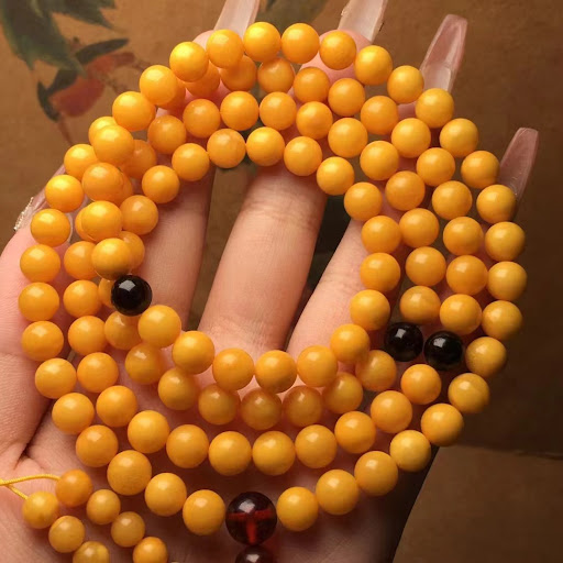 Title 4, Natural Beeswax Old Honey Beads Bracelet, perfe...