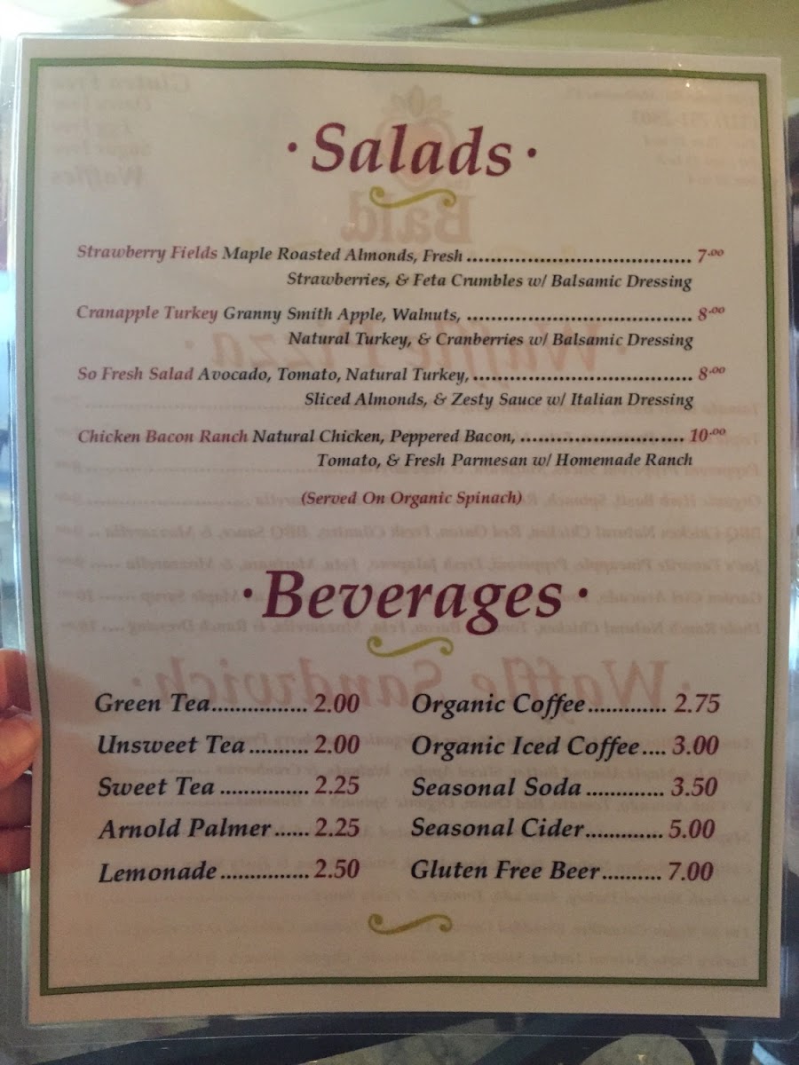 The Bald Strawberry gluten-free menu