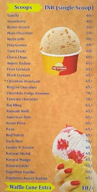 Top 'N Town Ice Cream menu 3