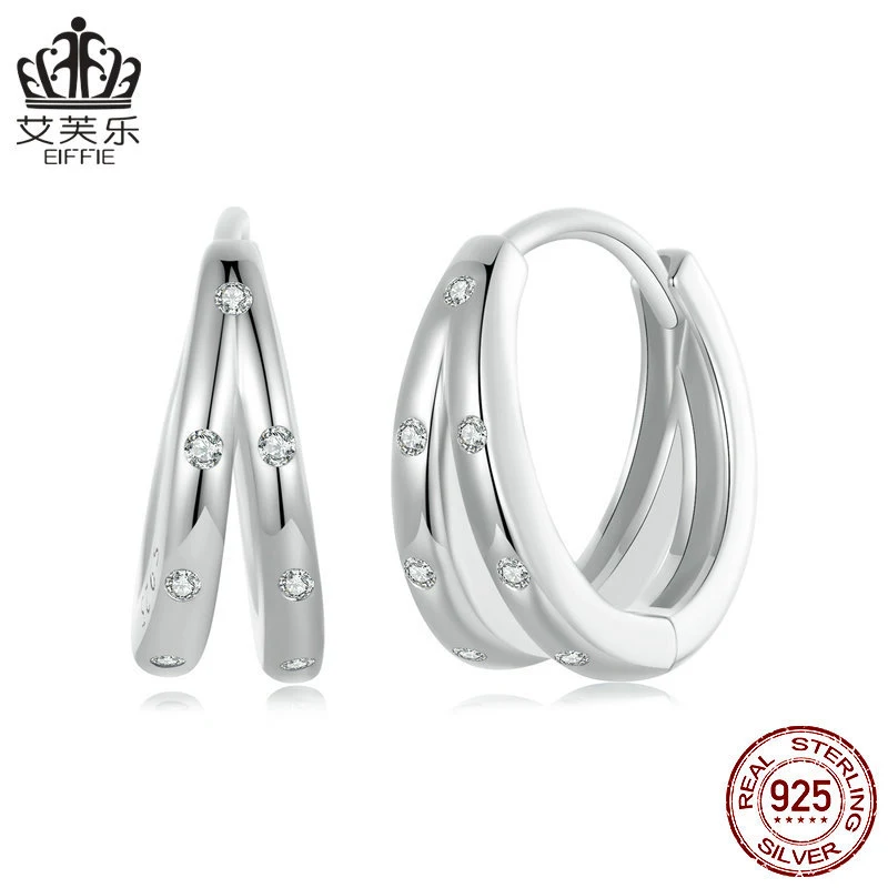 Eenvoudige ringoorbellen S925 sterling zilver witgoud verguld