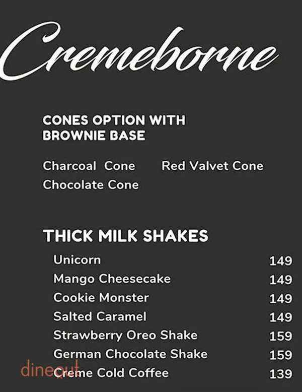 Creme Borne - Ice Creams menu 