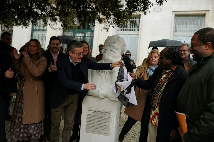 Lisbon mayor Carlos Moedas attends the unveiling of a statue of Paulino Jose da Conceicao to celebrate Portugal's African history and the contribution of African descent in Portuguese society in Lisbon, Portugal, on January 13 2024.