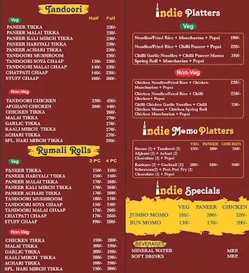 Indie Momo menu 