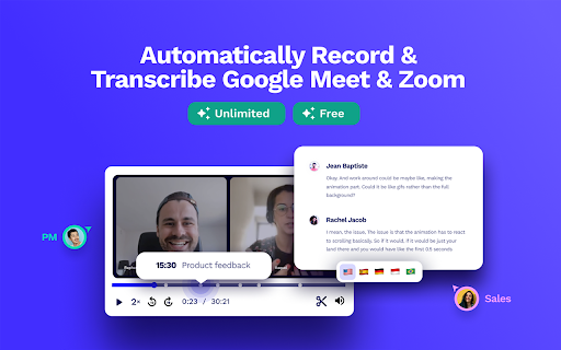 Record, Transcribe & ChatGPT for Google Meet