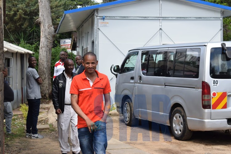 Embakasi East MP Babu Owino at the DCIO moments after being arrested at Kilimani Police Station on January 17, 2019.