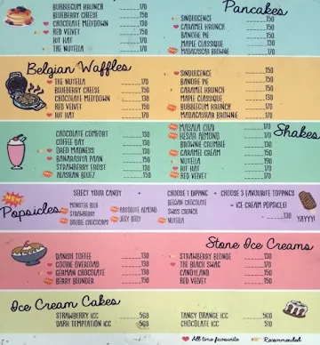 Oasiss Desserts menu 