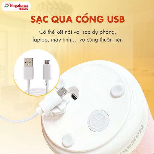 Máy xay sinh tố cầm tay Nagakawa NAG0826 (hồng)