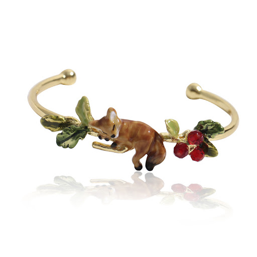 Title 5, Little Fox And Flower Fruit Gold Necklace, a de...
