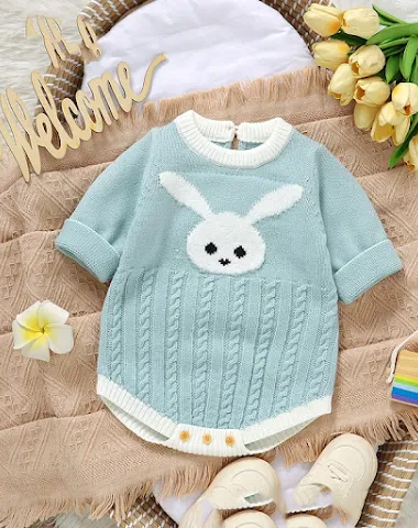 Baby konijn jacquard driehoek rompe - 3