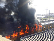 A train on fire at Koeberg station in Cape Town on August 21, 2018. File photo.