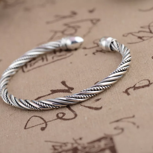 Title 5, Sterling Silver Bracelet Retro Old Matte Handma...