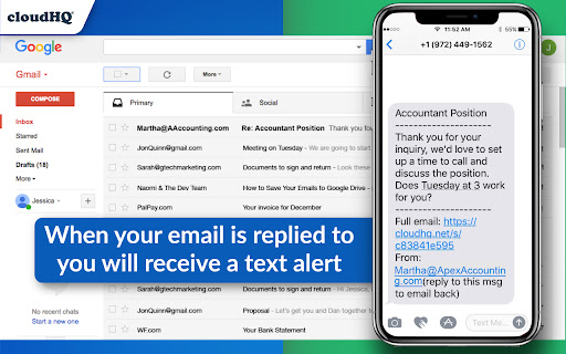 Mobile Text Alerts for Gmail™ by cloudHQ