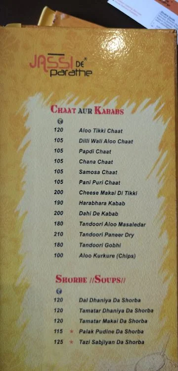 Jassi De Parathe menu 