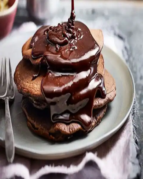 Double Chocolate Pancakes With Chocolate Syrup