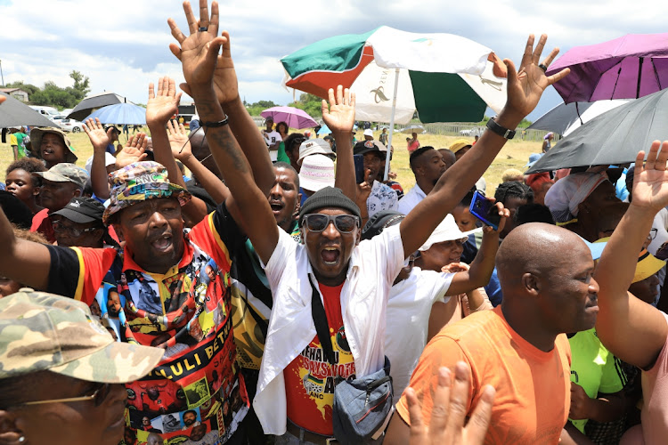 Maokeng residents welcome ANC president Cyril Ramaphosa at the grave site of late party president Zaccheus Mahabane as the ANC celebrates its 111th birthday in the Free State.