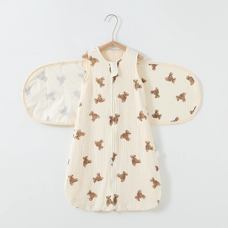 Babyslaapzak vest katoenen gaas 4 lagen buikband anti-schrik Gro-bag voor veilig en comfortabel slapen