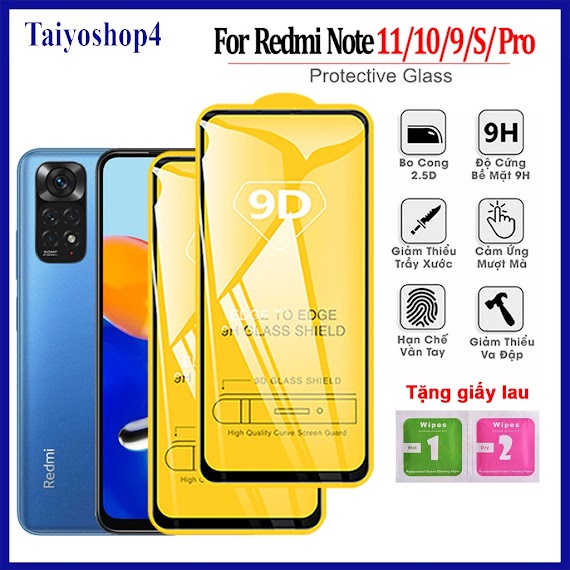 Cường Lực Xiaomi Redmi Note 9, Note 10, Note 10 Pro, Note 11, Note 10S, Note 11S, Redmi 9, Redmi 10, Taiyoshop4