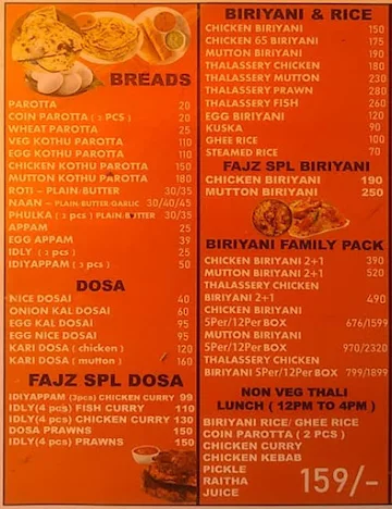 Fajz Biryani Biz menu 