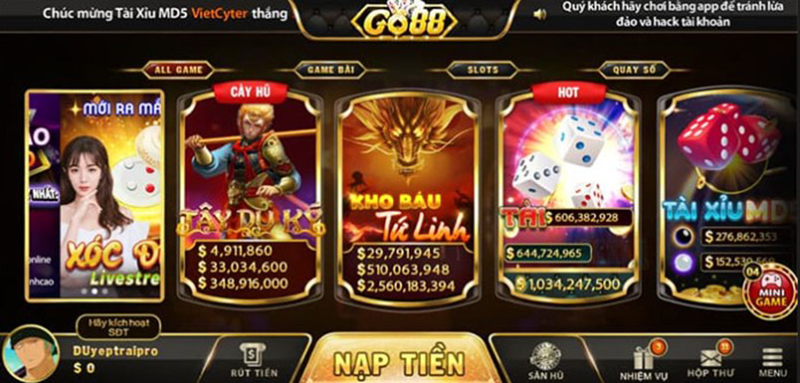 Nạp tiền Go88 vào tài khoản