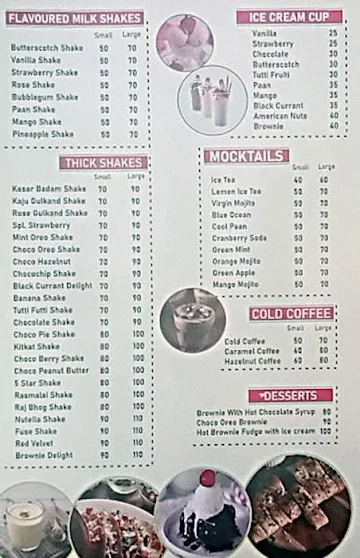 Shakes Of India menu 