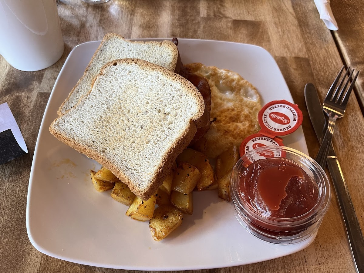 Bacon and eggs with GF toast