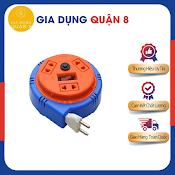 Ổ Cắm Điện - Ổ Cắm Kéo Dài Quay Tay Kiểu Đĩa Bay Mini Oqmn3 - 3 Dây 3M Bảo Vệ Quá Tải Chịu Nhiệt Cao