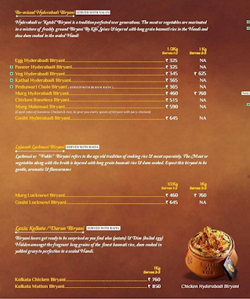 Biryani By Kilo menu 