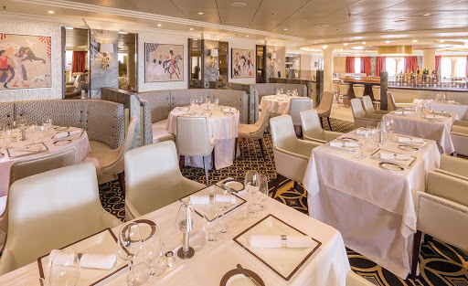 The Verandah Restaurant on Queen Mary 2 offers passengers a prix fixe fine-dining experience.