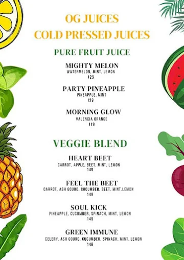 Fresh Cold Press Juice menu 