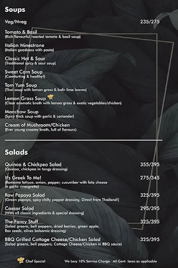 Qbic Cafe menu 